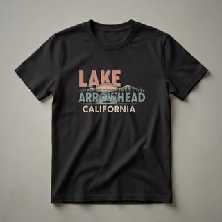 Retro Lake Arrowhead California Sunset Graphic T-Shirt for Outdoor