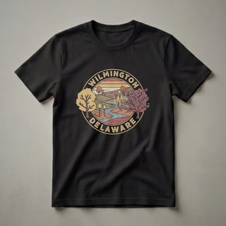 Retro Wilmington Delaware Landscape Graphic T-Shirt for Residents