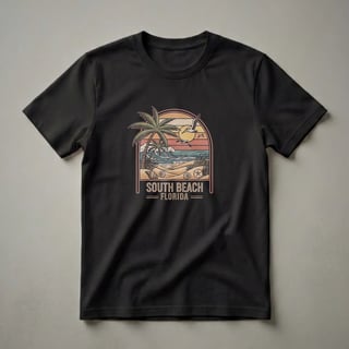 Retro South Beach Florida Sunset Graphic T-Shirt for Travelers
