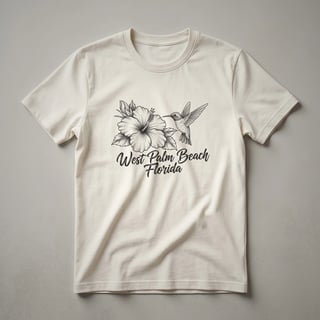 West Palm Beach Florida Hibiscus Hummingbird Sketch Art T-Shirt