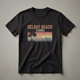 Retro Delray Beach Florida Sunset Palm Tree Graphic T-Shirt