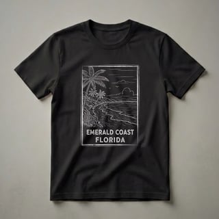 Vintage Emerald Coast Florida Beach Palm Tree Graphic T-Shirt