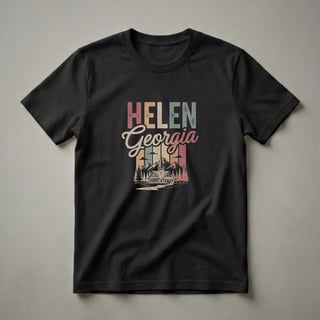Retro Helen Georgia Mountain Building Graphic T-Shirt