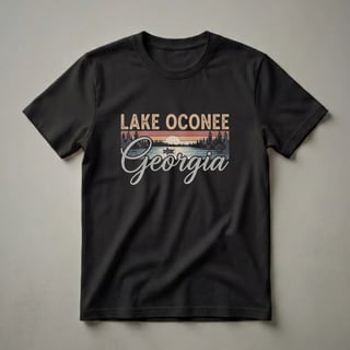 Retro Lake Oconee Georgia Fishing Sunset Graphic Design T-Shirt