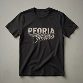 Retro Peoria Illinois Landscape Graphic T-Shirt for State Pride