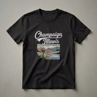 Retro Champaign Illinois Landscape Graphic Design T-Shirt