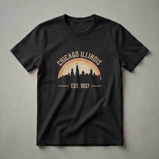 Retro Chicago Illinois Skyline Graphic T-Shirt for City Pride