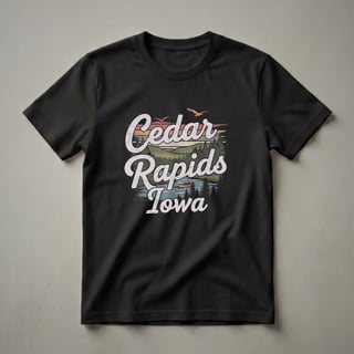 Retro Cedar Rapids Iowa River Landscape Graphic T-Shirt