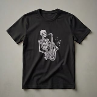 Vintage Skeleton Saxophone Player Graphic T-Shirt for Musicians