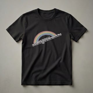 Rainbow Flute Art Graphic T-Shirt for Musicians and Flute Players
