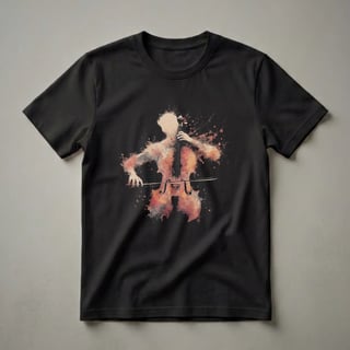 Abstract Cello Player Splatter Art T-Shirt for Cellists