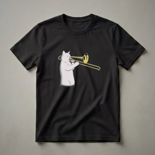 Cat Playing Trombone Graphic T-Shirt for Brass Musicians