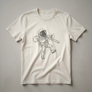 Astronaut Playing Trombone Sketch Art Graphic T-Shirt for Musicians