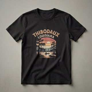 Retro Thibodaux Louisiana Swamp Sunset Graphic T-Shirt