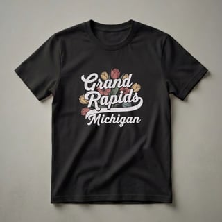 Retro Grand Rapids Michigan Floral Graphic T-Shirt for State Pride