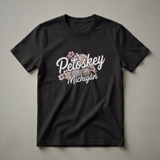 Petoskey Michigan Cherry Blossom Graphic T-Shirt for Lake Lovers