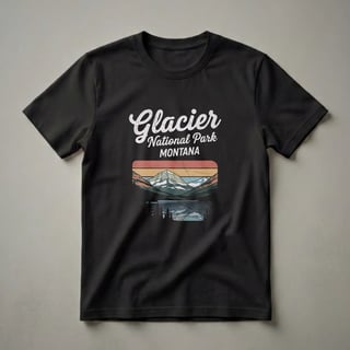 Glacier National Park Montana Retro Landscape Graphic T-Shirt
