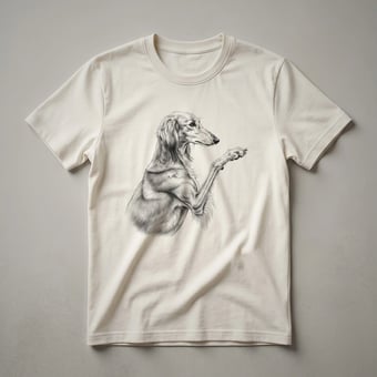 Saluki Dog Raising Paw Line Art Graphic T-Shirt for Dog Lovers