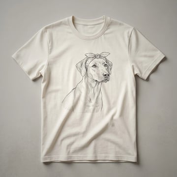 White graphic t-shirt featuring a distressed art illustration of a Rhodesian Ridgeback dog's head in profile.