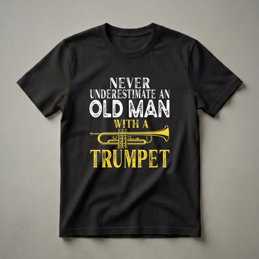 Never Underestimate An Old Man With A Trumpet Graphic Tee