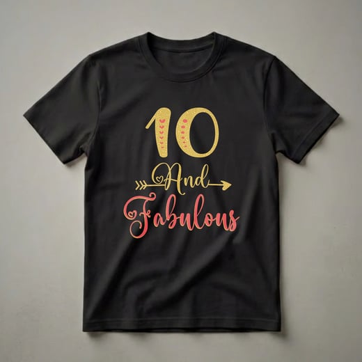 10 And Fabulous Birthday Girl T-Shirt for a 10-Year-Old