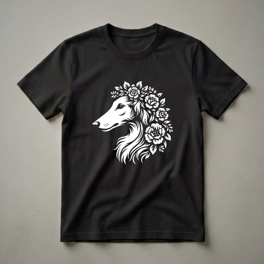 Floral Borzoi Dog Graphic T-Shirt for Dog Moms and Dads