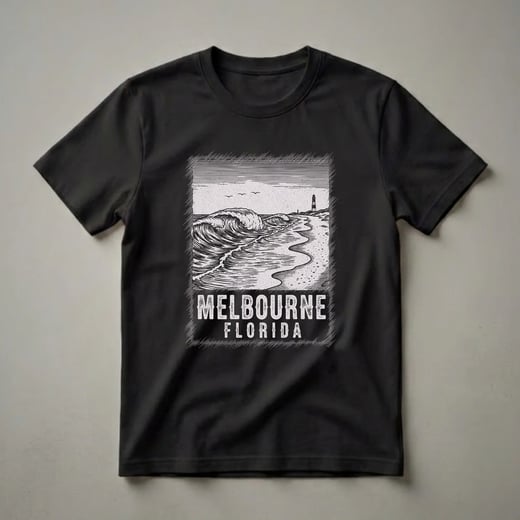 Vintage Melbourne Florida Beach Lighthouse Graphic T-Shirt
