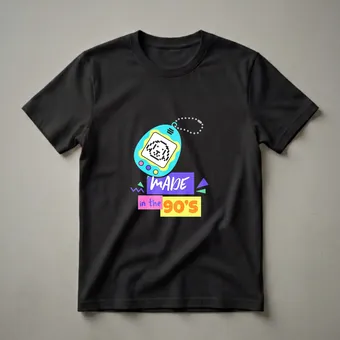 Nostalgic 90s Tamagotchi Pet Graphic T-Shirt for Retro Fans