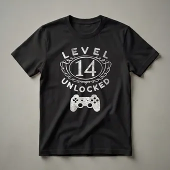 Level 14 Unlocked T-Shirt for 14th Birthday Gamers