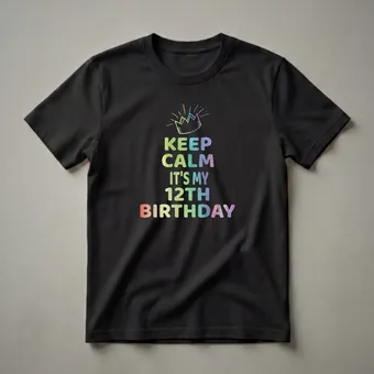 Keep Calm It's My 12th Birthday Rainbow Crown Graphic Tee