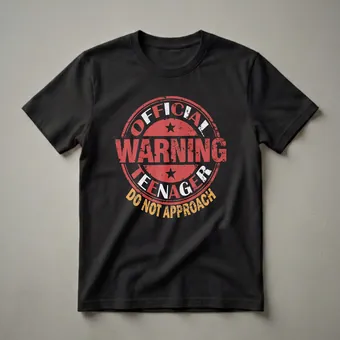 Official Teenager 13th Birthday Warning Graphic T-Shirt