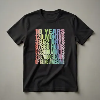 10th Birthday Graphic T-Shirt for Kids Turning Ten Years Old