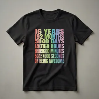 16th Birthday T-Shirt: 16 Years Of Being Awesome