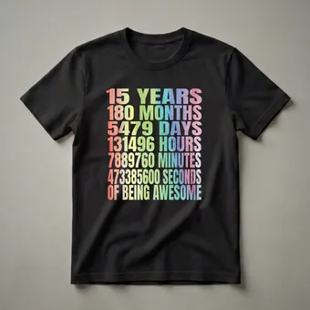 15 Years Old 180 Months 15th Birthday Graphic T-Shirt