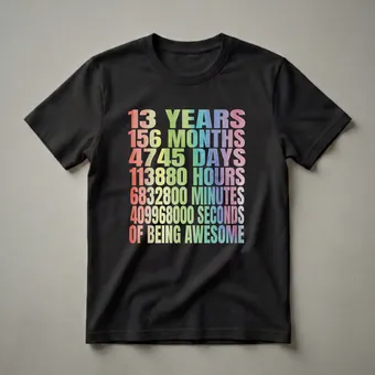13 Years Old 156 Months 4745 Days Birthday T-Shirt