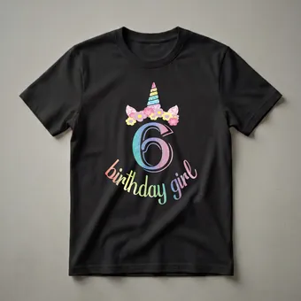 Rainbow Unicorn 6th Birthday Girl Graphic T-Shirt for Kids
