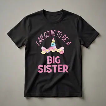 Big Sister Unicorn Floral Graphic T-Shirt for Girls