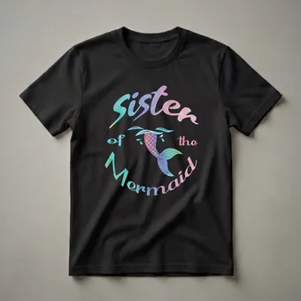 Sister of the Mermaid Watercolor Graphic T-Shirt for Girls