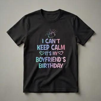 I Can't Keep Calm It's My Boyfriend's Birthday Graphic T-Shirt