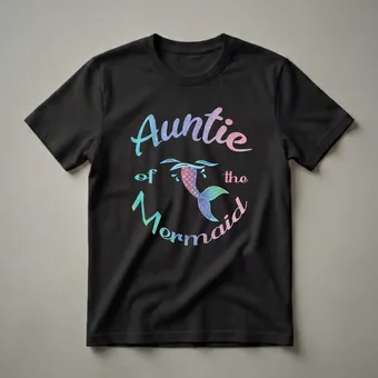Auntie Of The Mermaid Watercolor Graphic T-Shirt for Girls