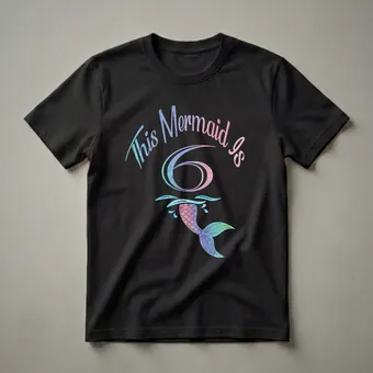 This Mermaid Is 6 Birthday Girl Watercolor Graphic T-Shirt