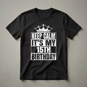 Keep Calm It's My 15th Birthday Crown Graphic T-Shirt
