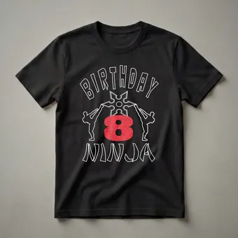Ninja 8th Birthday Graphic T-Shirt for Boys and Girls Turning 8