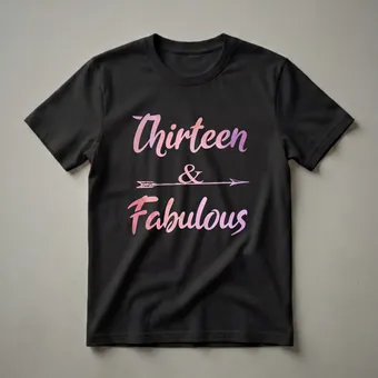 Thirteen and Fabulous 13th Birthday Graphic T-Shirt for Girls