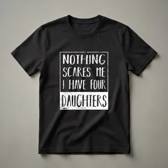 Nothing Scares Me I Have Four Daughters Funny Dad T-Shirt