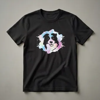 Watercolor Border Collie Face Graphic T-Shirt for Dog Lovers