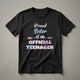 Proud Sister of an Official Teenager 13th Birthday Watercolor T-Shirt