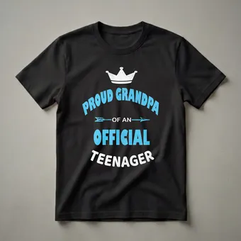 Proud Grandpa of an Official Teenager 13th Birthday Distressed T-Shirt