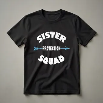 Sister Protection Squad Graphic T-Shirt for Siblings and Cousins