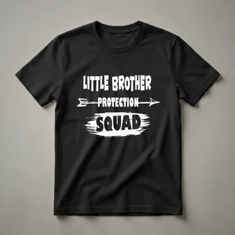 Little Brother Protection Squad Graphic T-Shirt for Siblings